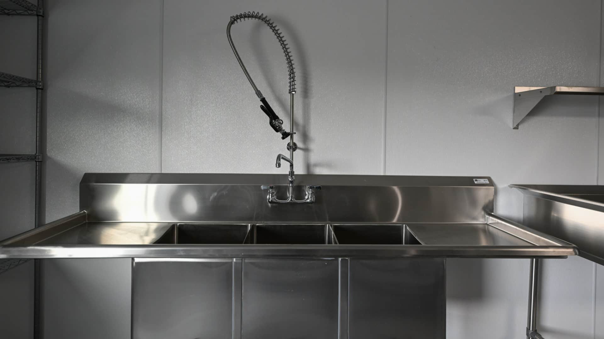 industrial stainless kitchen sink and sprayer