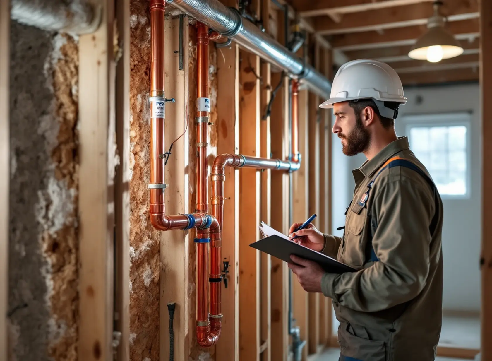 copper-vs-pex-repiping-best-options-for-sacramento-homes-featured-20251121-1824 Copper, PEX, and CPVC pipes installed in a Sacramento home repiping project.
