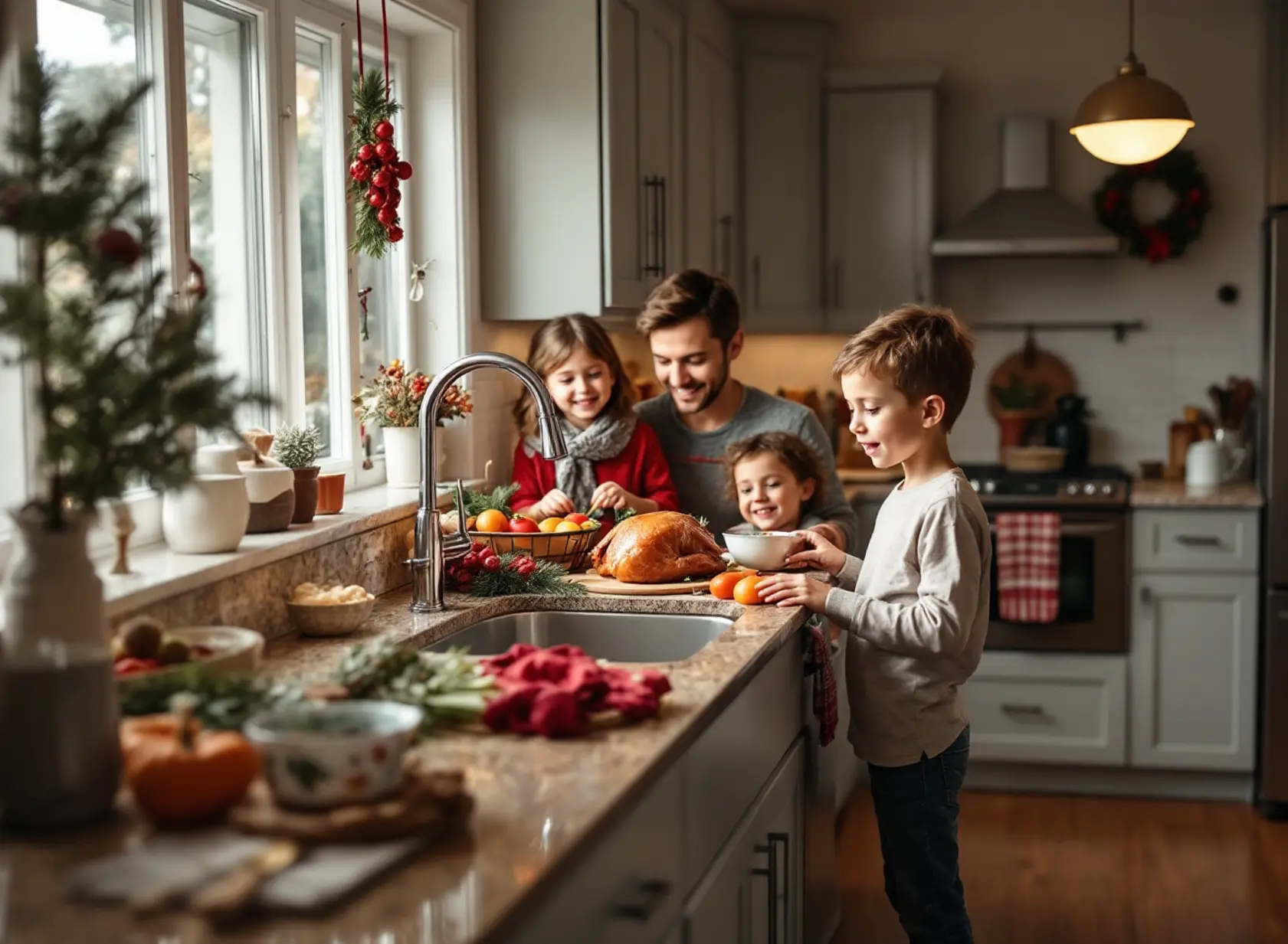 holiday-plumbing-survival-in-sacramento-avoid-clogs-this-season-featured-20251226-1635 Sacramento family preparing Thanksgiving dinner with clean sink and proper holiday plumbing practices.
